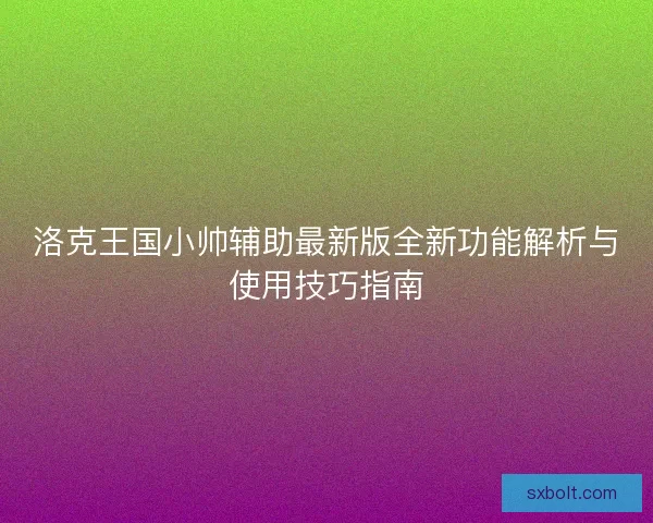 洛克王国小帅辅助最新版全新功能解析与使用技巧指南