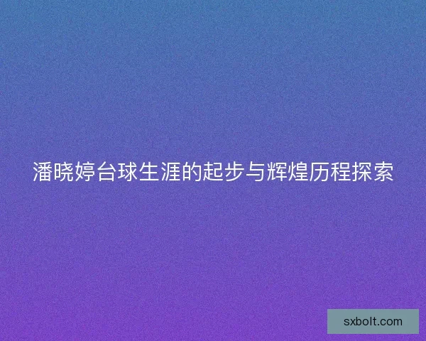 潘晓婷台球生涯的起步与辉煌历程探索