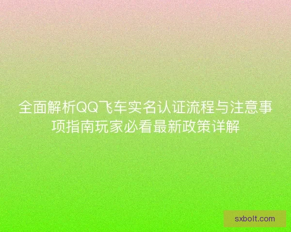 全面解析QQ飞车实名认证流程与注意事项指南玩家必看最新政策详解