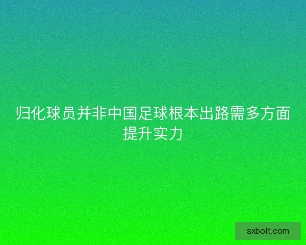 归化球员并非中国足球根本出路需多方面提升实力